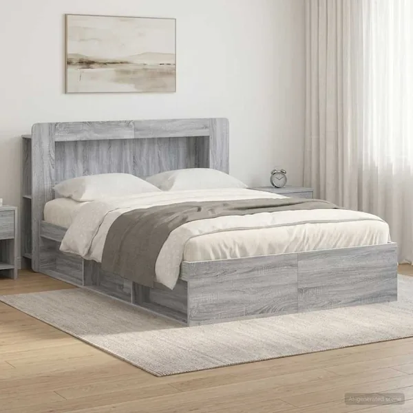 Cadre de lit avec rangement Sonoma gris 160 x 200 cm