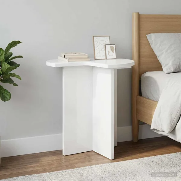 Table d'appoint Blanc brillant Ø 39 x 38 cm Bois d'ingénierie