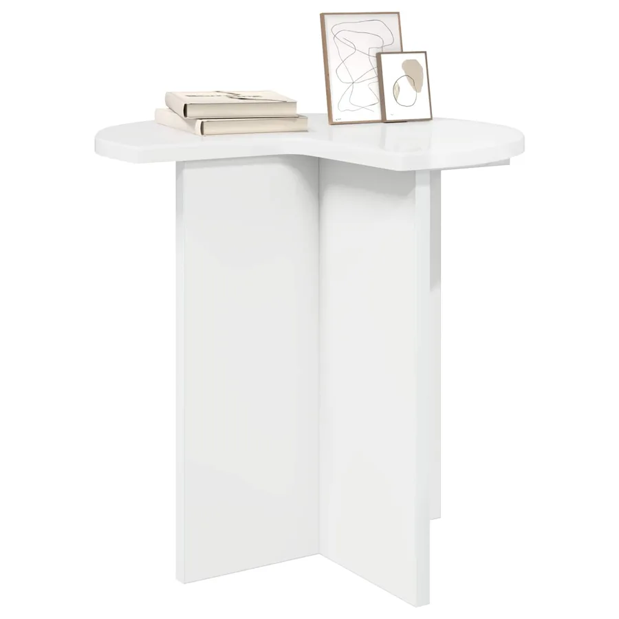 Table d'appoint Blanc brillant Ø 39 x 38 cm Bois d'ingénierie - 3