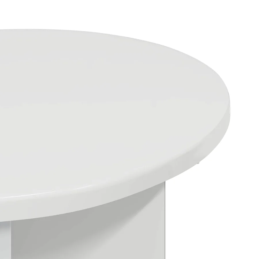 Table d'appoint Blanc brillant Ø 39 x 38 cm Bois d'ingénierie - 4