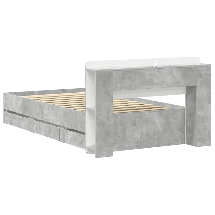 Cadre de lit avec rangement Gris béton 80 x 200 cm - 6