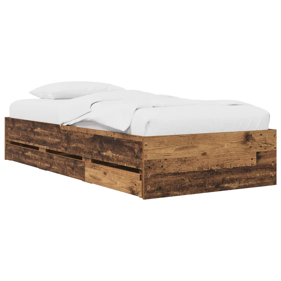 Cadre de lit avec rangement avec tiroir Bois ancien 80 x 200 cm