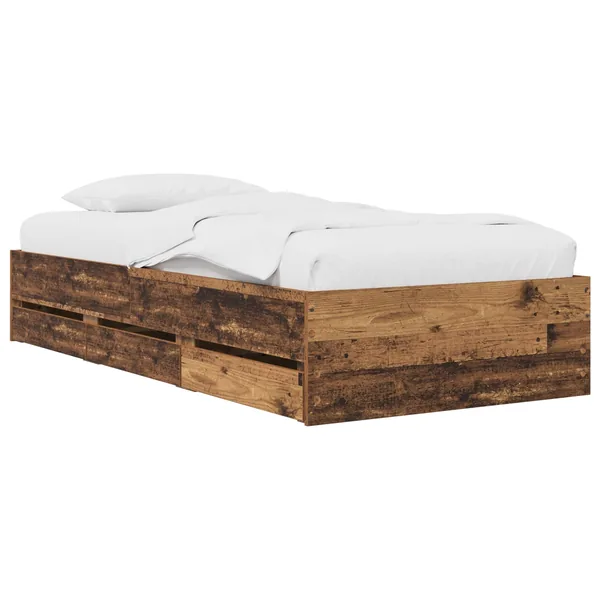Cadre de lit avec rangement avec tiroir Bois ancien 80 x 200 cm