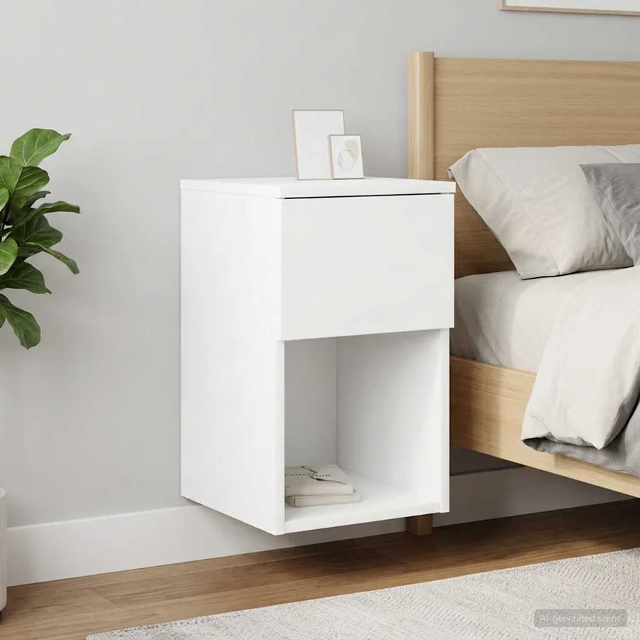Armoire de lit 2 pcs Blanc 29 x 31,5 x 49 cm Bois d'ingénierie - 4