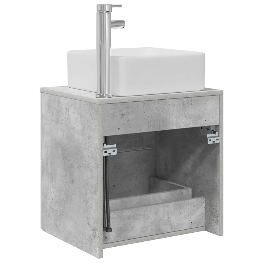 Vanité de lavabo mural Gris béton 53 x 34,5 x 63 cm - 5