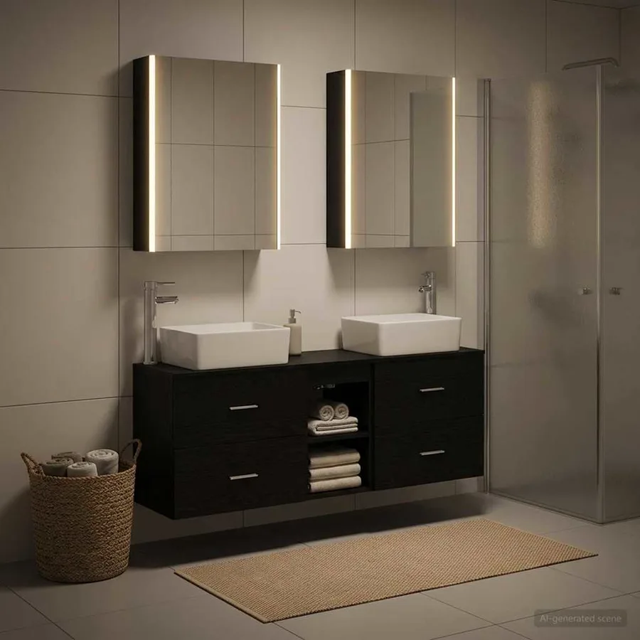 Ensemble de mobilier de salle de bain 5 pcs Chêne noir - 4