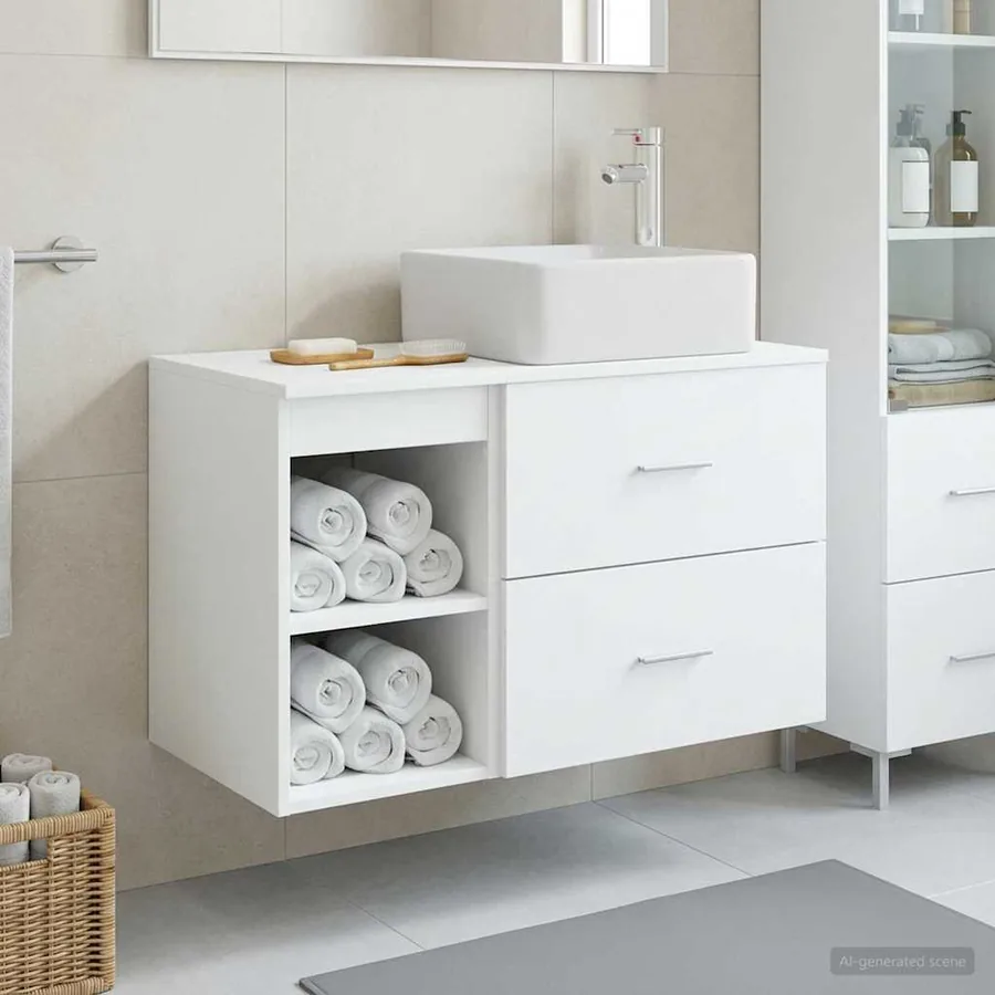 Ensemble de mobilier de salle de bain 2 pcs Blanc