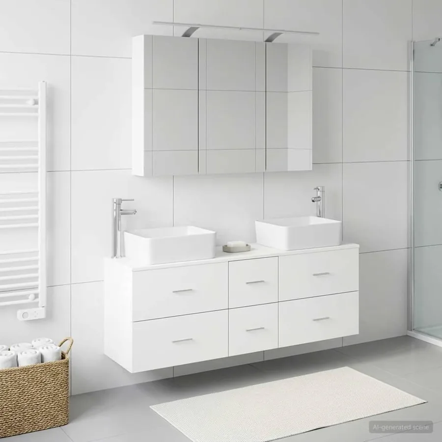 Ensemble de mobilier de salle de bain 4 pcs Blanc