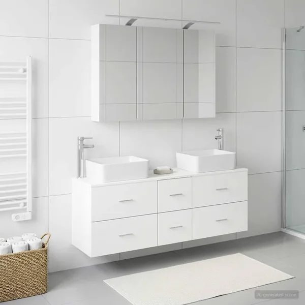 Ensemble de mobilier de salle de bain 4 pcs Blanc