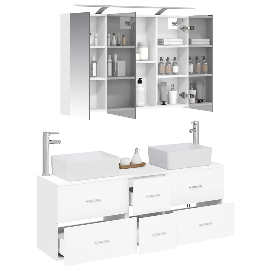 Ensemble de mobilier de salle de bain 4 pcs Blanc - 3