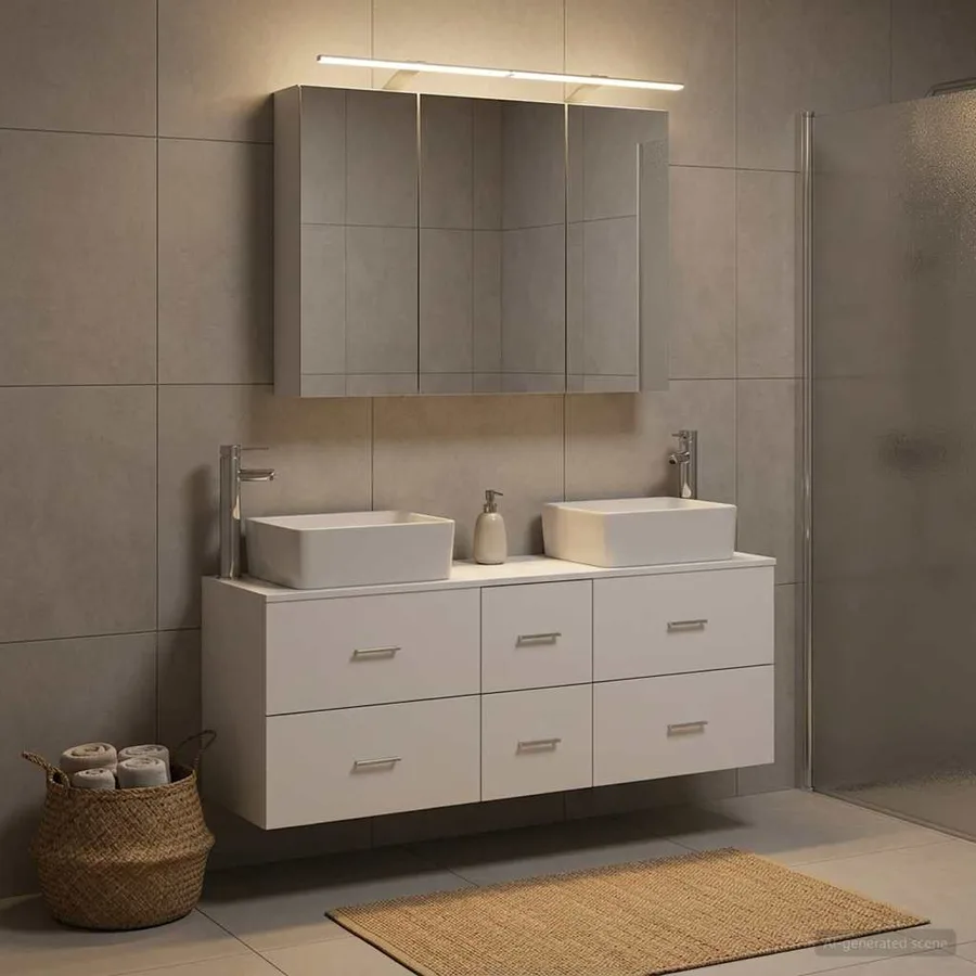 Ensemble de mobilier de salle de bain 4 pcs Blanc - 4