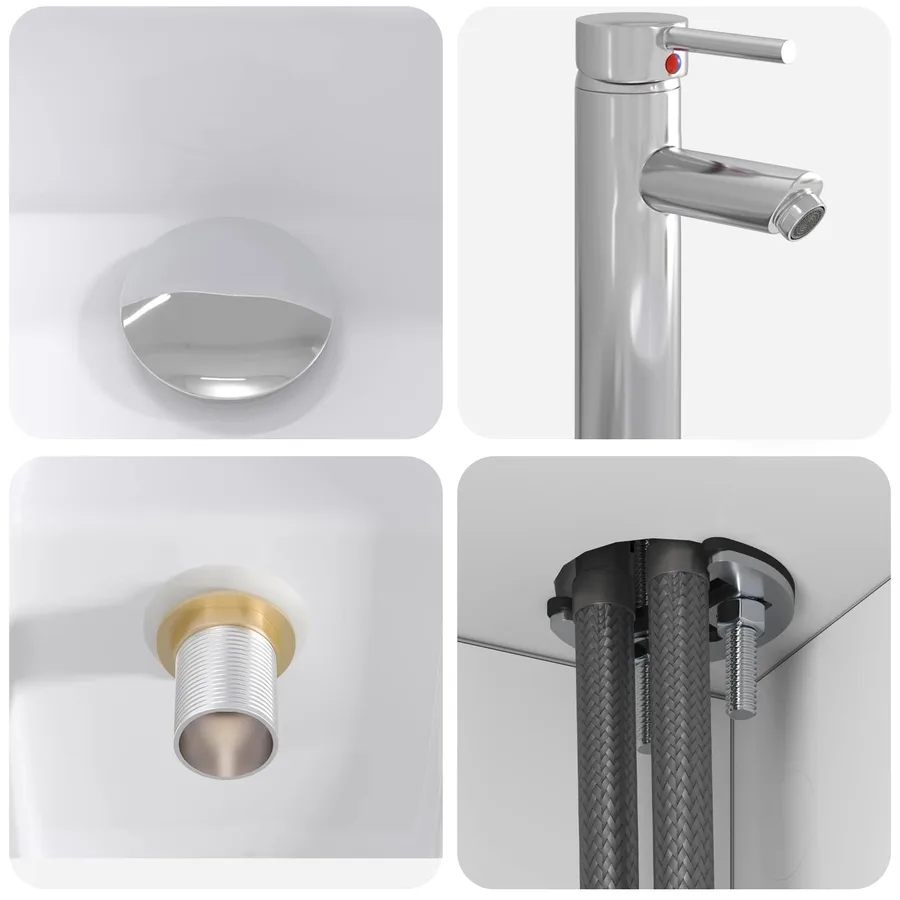 Ensemble de mobilier de salle de bain 4 pcs Blanc - 8