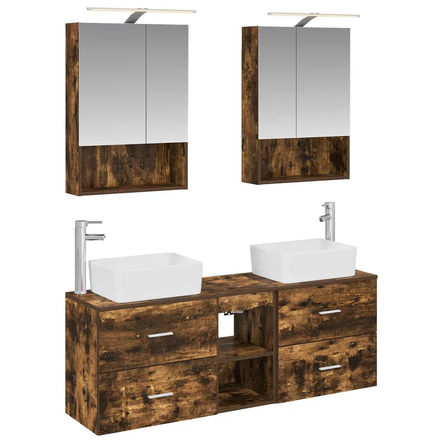 Ensemble de mobilier de salle de bain 5 pcs Chêne fumé - 2