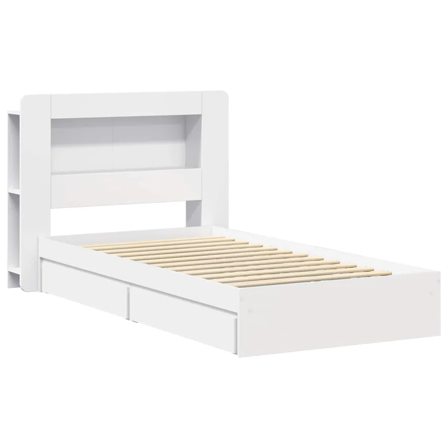 Cadre de lit avec rangement Blanc 90 x 200 cm Bois d'ingénierie - 3