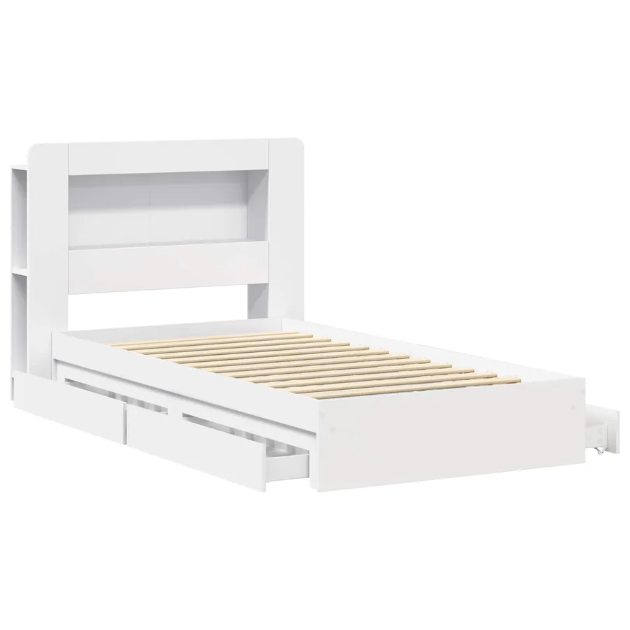 Cadre de lit avec rangement Blanc 90 x 200 cm Bois d'ingénierie - 4
