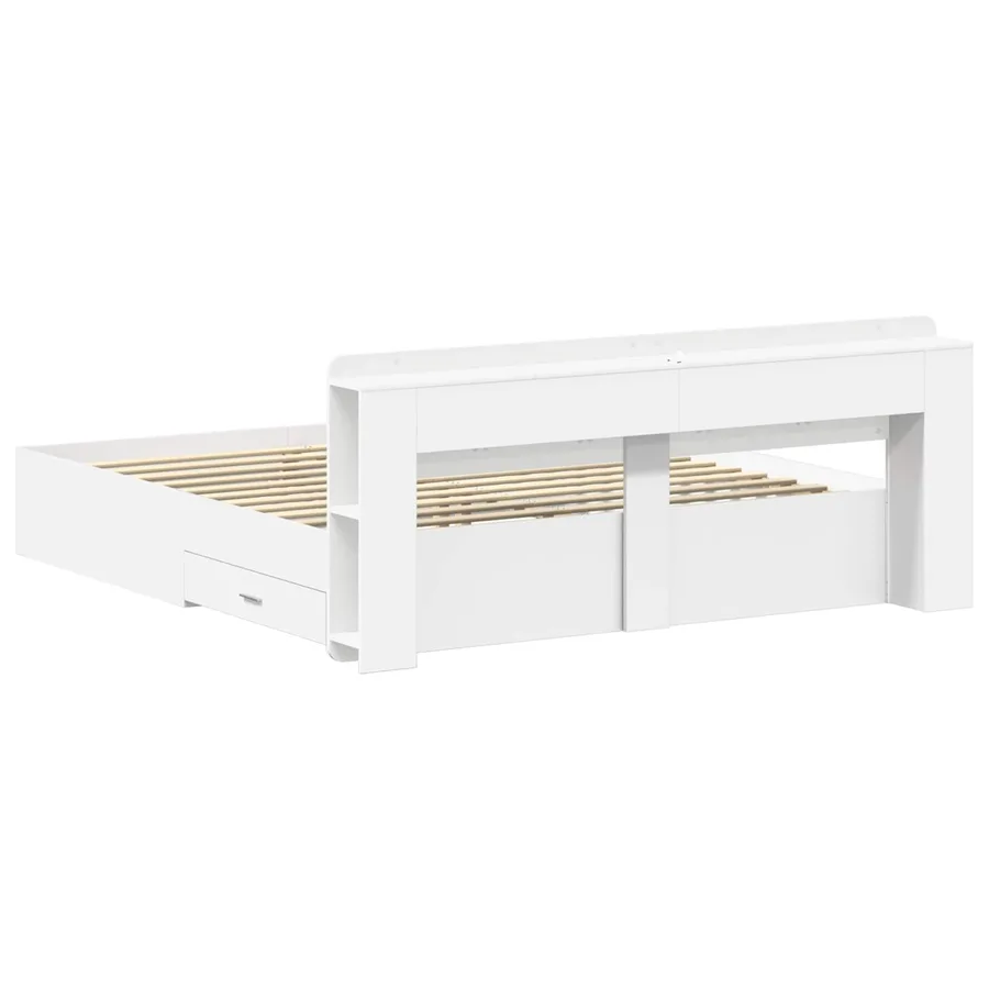 Cadre de lit avec rangement avec tête de lit Blanc 180 x 200 cm - 5