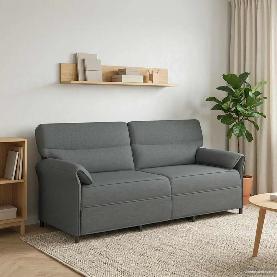 Canapé 100% polyester, cadre en métal, MDF, Contreplaqué