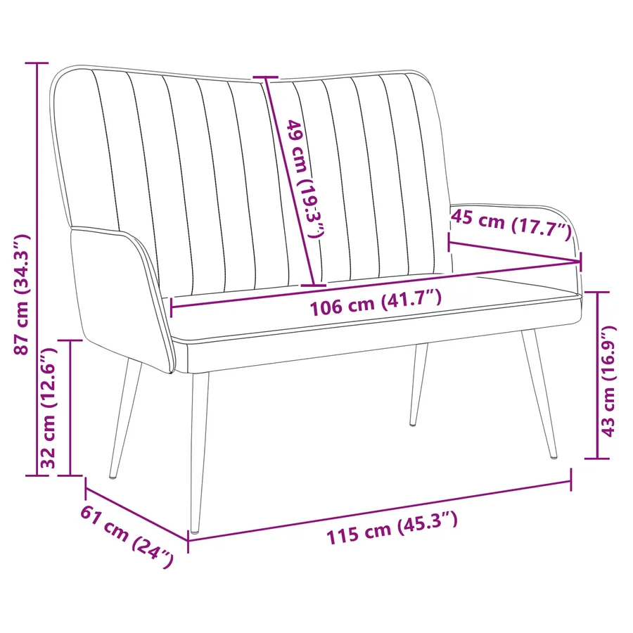 Sofa 2 places Rose 115 x 61 x 87 cm Velours - 9