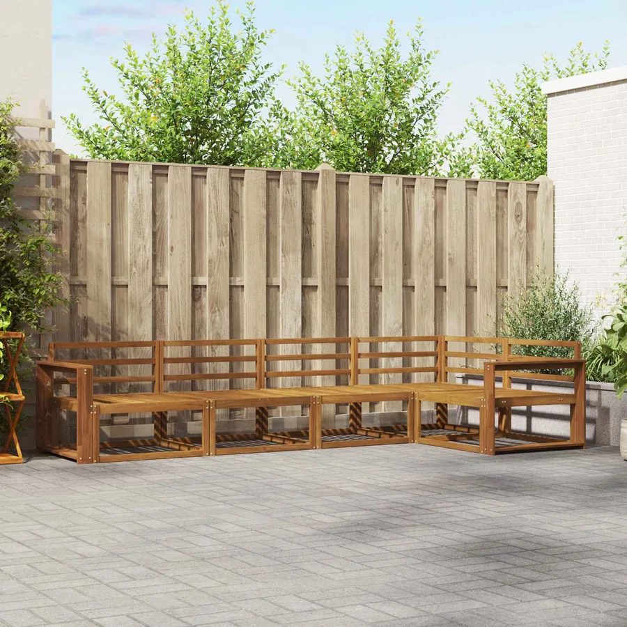 Ensemble de canapés d'extérieur 5 pcs Naturel
