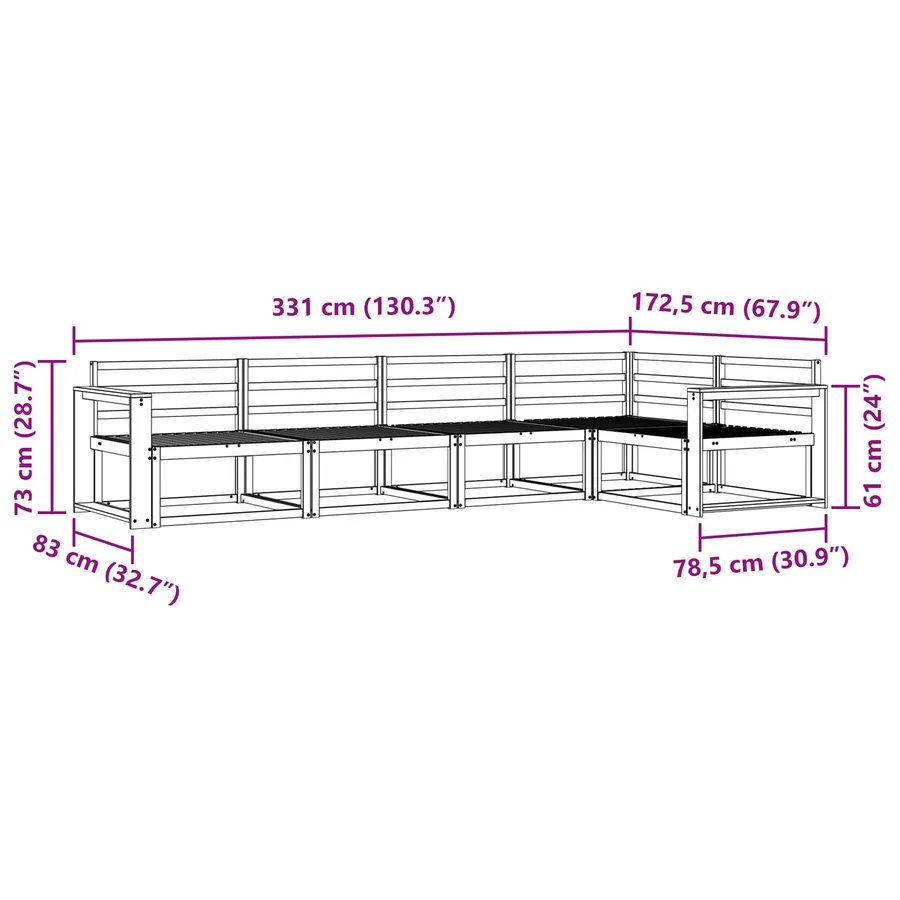 Ensemble de canapés d'extérieur 5 pcs Naturel - 7