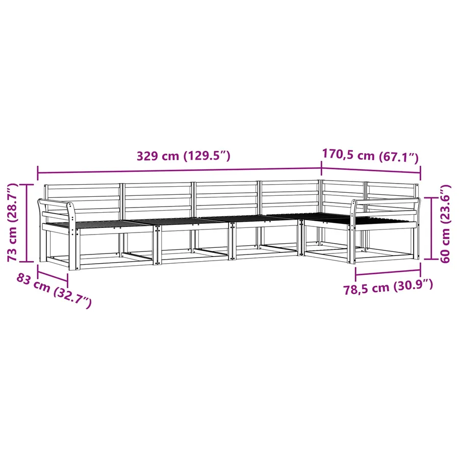 Ensemble de canapés d'extérieur 5 pcs Naturel - 7