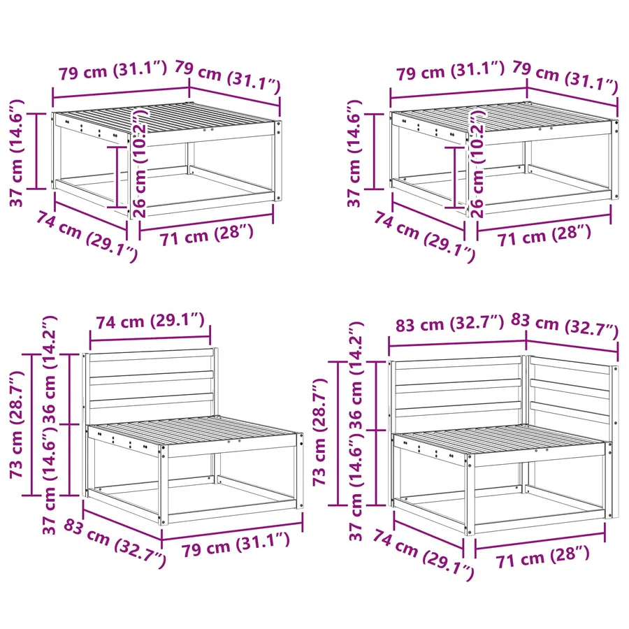 Ensemble de canapés d'extérieur 8 pcs Naturel - 13