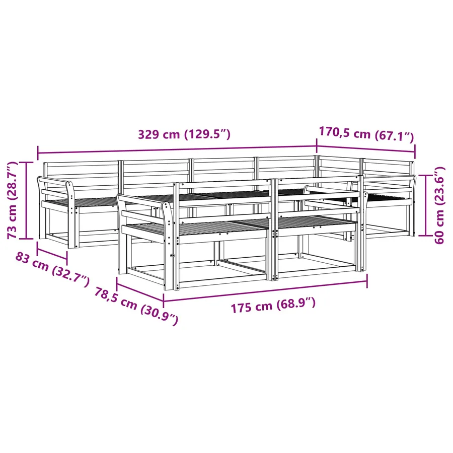Ensemble de canapés d'extérieur 7 pcs Naturel - 7