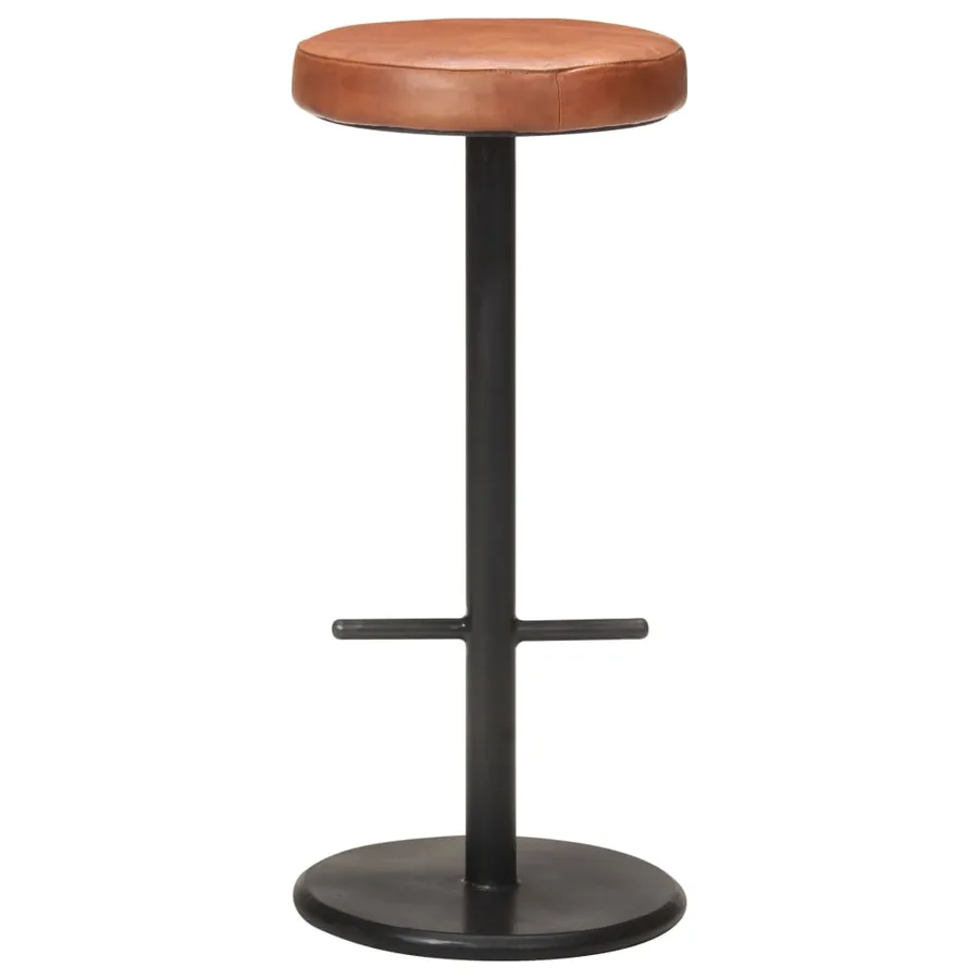 Tabourets de bar lot de 2 marron cuir véritable - 3