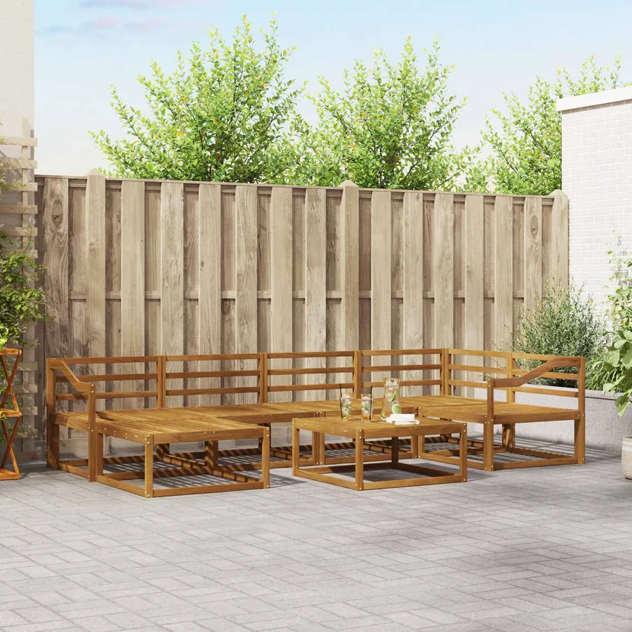 Ensemble de canapés d'extérieur 7 pcs Naturel