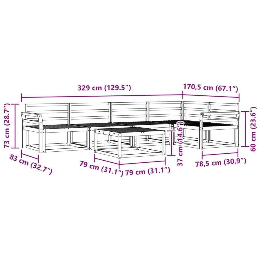 Ensemble de canapés d'extérieur 6 pcs Naturel - 8