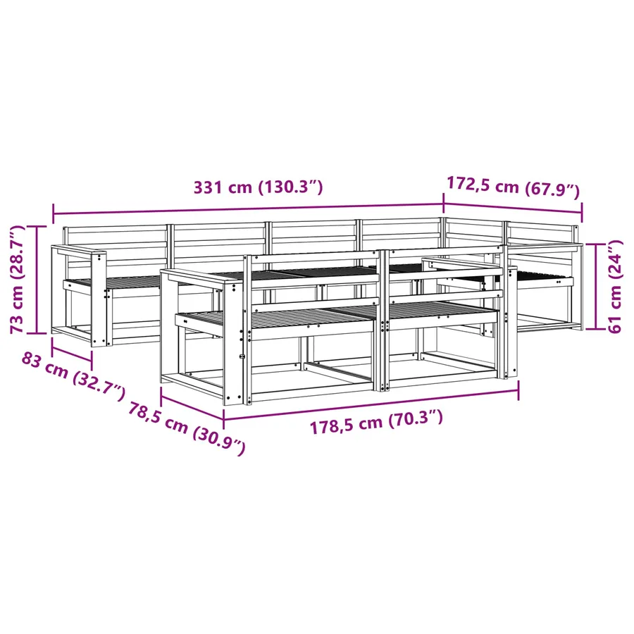 Ensemble de canapés d'extérieur 7 pcs Naturel - 7