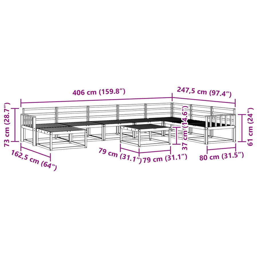 Ensemble de canapés d'extérieur 9 pcs Naturel - 11