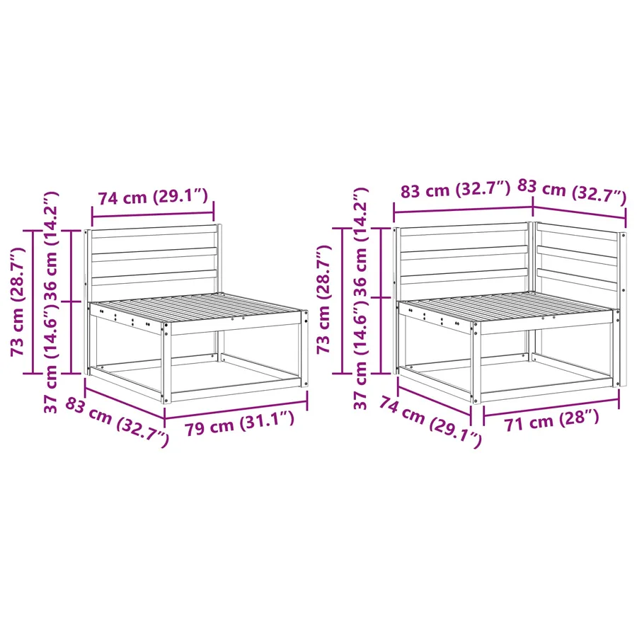 Ensemble de canapés d'extérieur 6 pcs Naturel - 8