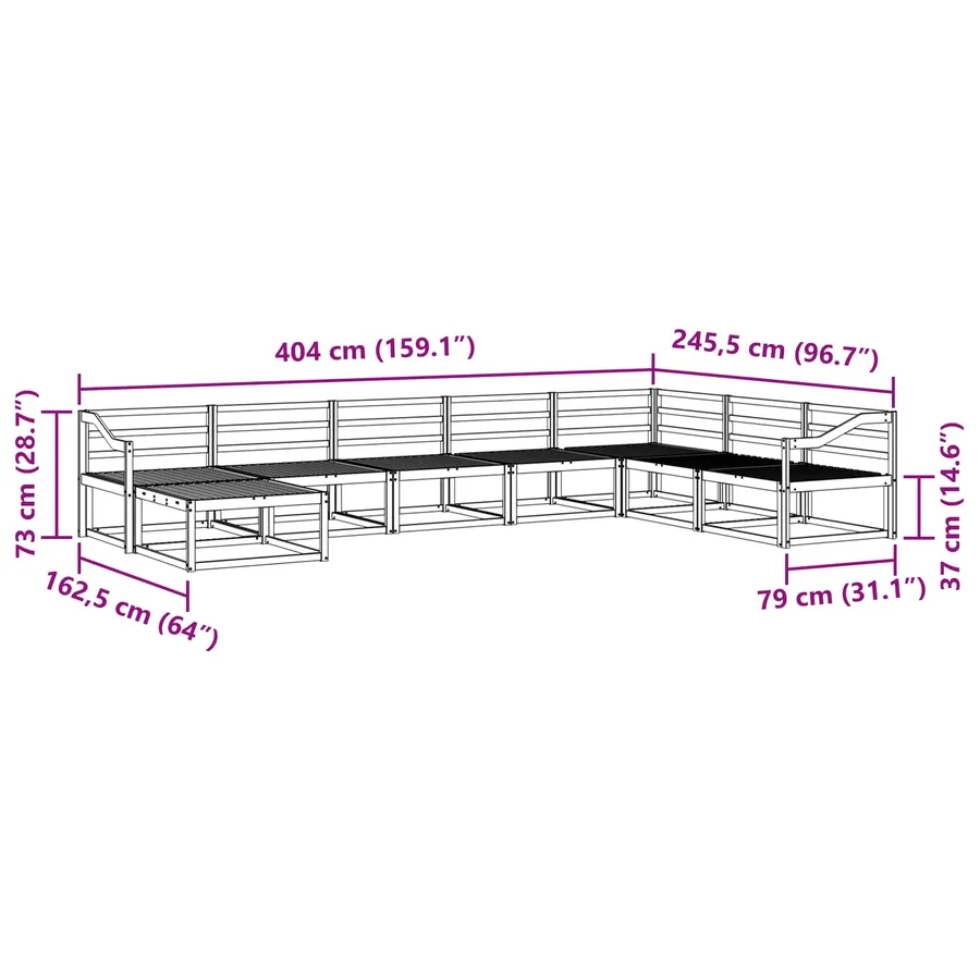 Ensemble de canapés d'extérieur 8 pcs Naturel - 9