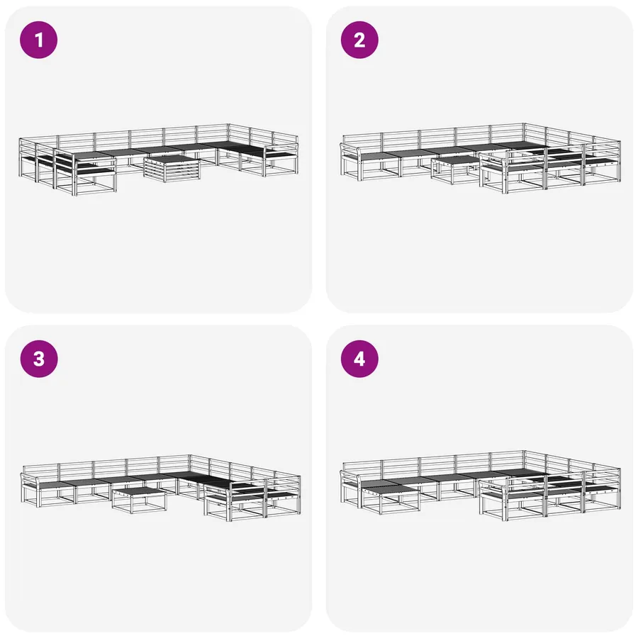 Ensemble de canapés d'extérieur 11 pcs Naturel - 9
