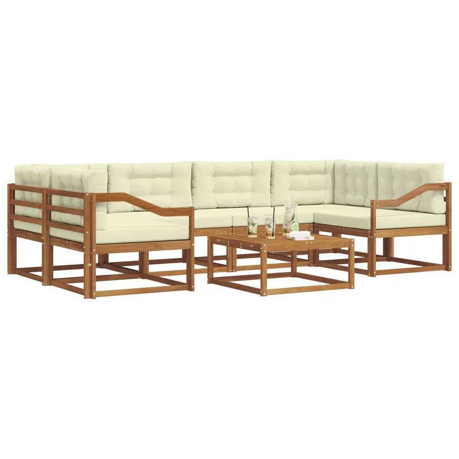 Ensemble de canapés d'extérieur 7 pcs Naturel et Crème - 3