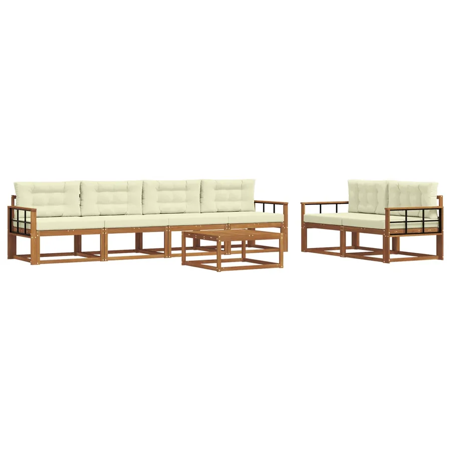 Ensemble de canapés d'extérieur 7 pcs Naturel et Crème - 2