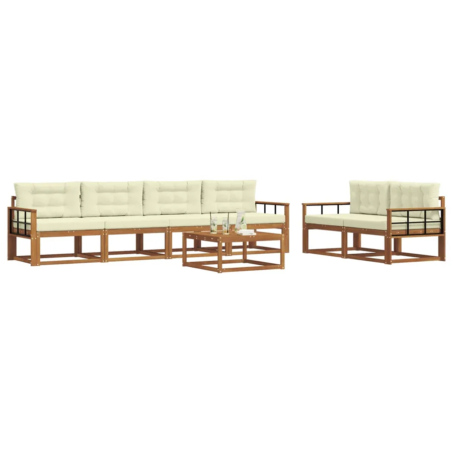 Ensemble de canapés d'extérieur 7 pcs Naturel et Crème - 3