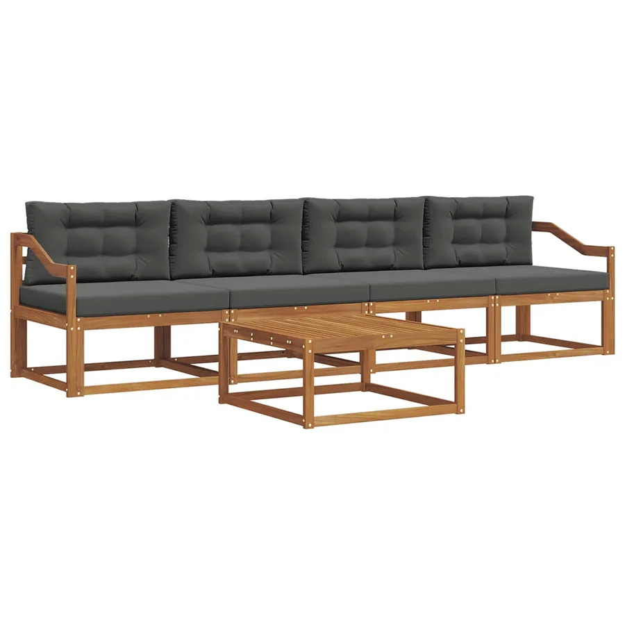 Ensemble de canapés d'extérieur 5 pcs Naturel et Anthracite - 2