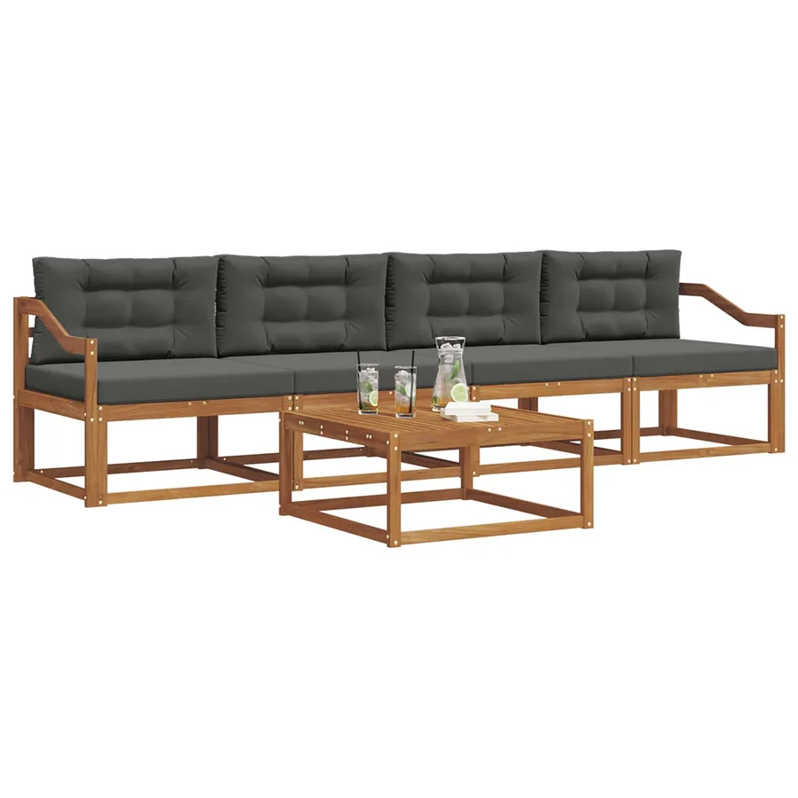 Ensemble de canapés d'extérieur 5 pcs Naturel et Anthracite - 3