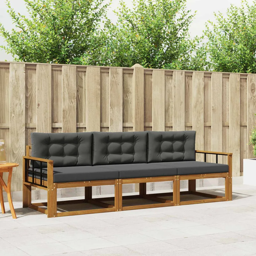 Ensemble de canapés d'extérieur 3 pcs Naturel et Anthracite