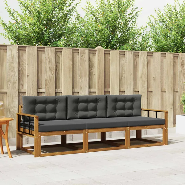 Ensemble de canapés d'extérieur 3 pcs Naturel et Anthracite
