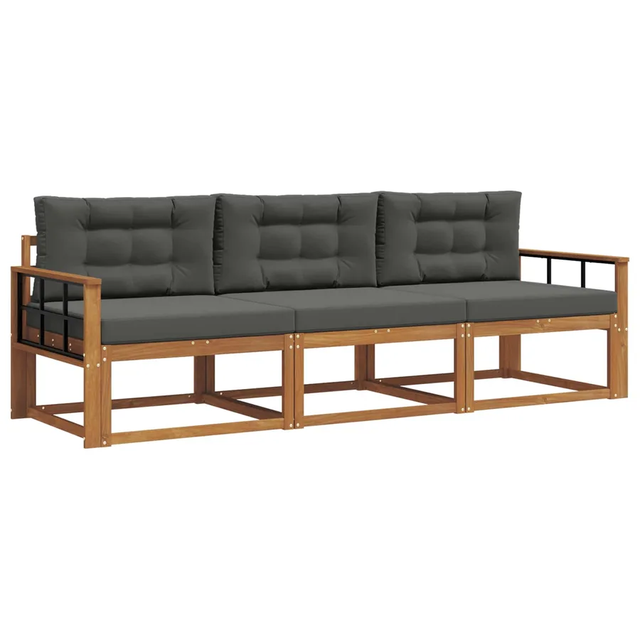 Ensemble de canapés d'extérieur 3 pcs Naturel et Anthracite - 2