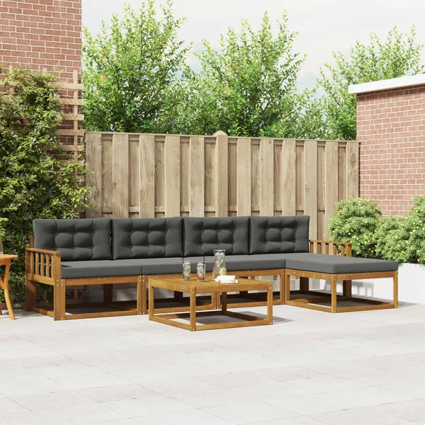Ensemble de canapés d'extérieur 6 pcs Naturel et Anthracite