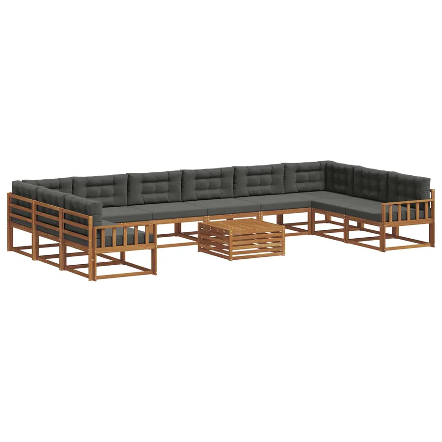 Ensemble de canapés d'extérieur 11 pcs Naturel et Anthracite - 2