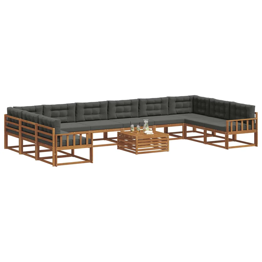 Ensemble de canapés d'extérieur 11 pcs Naturel et Anthracite - 3
