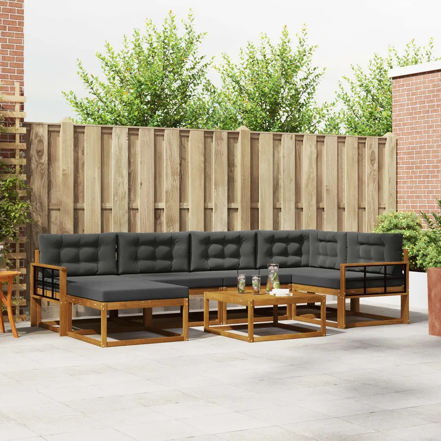 Ensemble de canapés d'extérieur 7 pcs Naturel et Anthracite