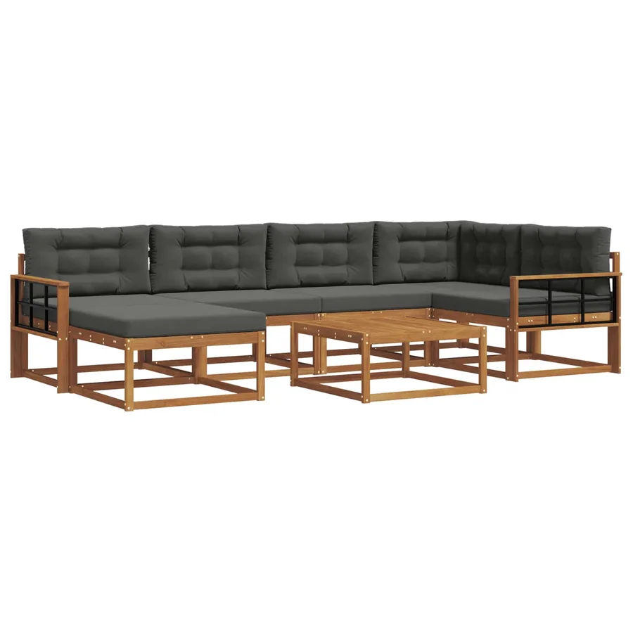 Ensemble de canapés d'extérieur 7 pcs Naturel et Anthracite - 2