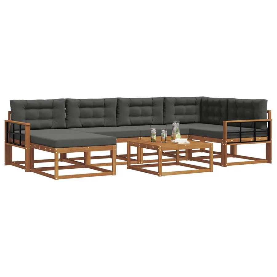 Ensemble de canapés d'extérieur 7 pcs Naturel et Anthracite - 3