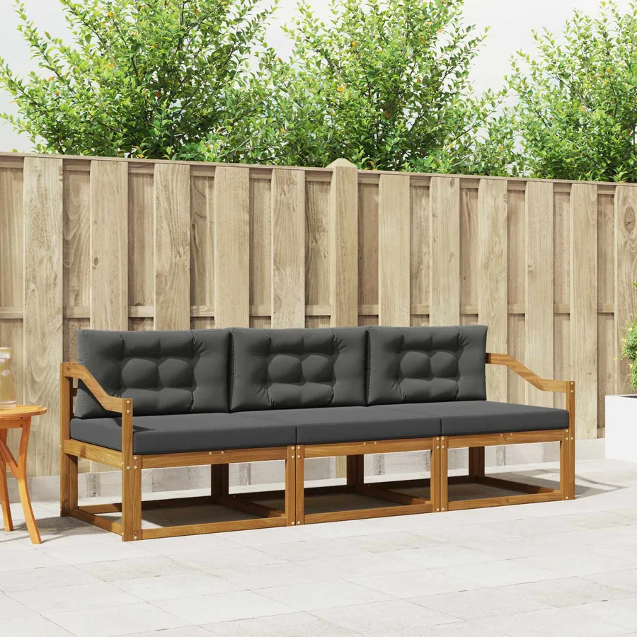 Ensemble de canapés d'extérieur 3 pcs Naturel et Anthracite